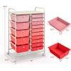 image15 Drawers Rolling Storage Cart Utility Tools Paper Organizer Mobile Storage Organizer with Wheels Art Cart Organizer for Kids Craft Storage Cart for Office School Home ClearGradient Pink