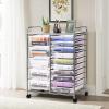 image15 Drawers Rolling Storage Cart Utility Tools Paper Organizer Mobile Storage Organizer with Wheels Art Cart Organizer for Kids Craft Storage Cart for Office School Home ClearClear