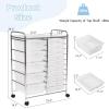 image15 Drawers Rolling Storage Cart Utility Tools Paper Organizer Mobile Storage Organizer with Wheels Art Cart Organizer for Kids Craft Storage Cart for Office School Home ClearClear