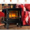 image20 Electric Fireplace Stove 1400W Portable Stove Heater with Adjustable Thermostat Realistic 3D Flame Effect ampamp Overheat Protection Freestanding Fireplace Heater for Bedroom Living Room