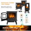 image20 Electric Fireplace Stove 1400W Portable Stove Heater with Adjustable Thermostat Realistic 3D Flame Effect ampamp Overheat Protection Freestanding Fireplace Heater for Bedroom Living Room
