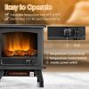 image20 Electric Fireplace Stove 1400W Portable Stove Heater with Adjustable Thermostat Realistic 3D Flame Effect ampamp Overheat Protection Freestanding Fireplace Heater for Bedroom Living Room