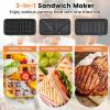 image3 in 1 Sandwich Maker 1082W Waffle Maker with Removable Plates Sandwich Press with 5Gear Temperature Control Indicator Lights Cool Touch Handle Panini Press Grill for Breakfast