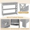 image39 Inch Entryway Table Narrow Long Behind Sofa Table Boho Entry TableFluted Console Table with Large Drawers and Open Wide Storage Shelf for Entryway Living Room Foyer Hallway NavyGrey