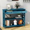 image39 Inch Entryway Table Narrow Long Behind Sofa Table Boho Entry TableFluted Console Table with Large Drawers and Open Wide Storage Shelf for Entryway Living Room Foyer Hallway NavyNavy