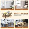 image475quot L Rattan Coffee Table 2Tier Rectangle Solid Wood Tea Table wTempered Glass Tabletop ampamp PE Rattan Shelf Boho Center Table Farmhouse Rustic Coffee Tables for Living Room Office