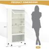 image5Tier Kitchen Storage Cabinet Mobile Microwave Stand with Metal Frame 4 Lockable Casters ampamp Flipup PC Doors Freestanding Bakers Rack for Kitchen Dining Room Living Room WhiteWhite