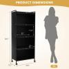 image5Tier Kitchen Storage Cabinet Mobile Microwave Stand with Metal Frame 4 Lockable Casters ampamp Flipup PC Doors Freestanding Bakers Rack for Kitchen Dining Room Living Room WhiteBlack