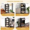 image5Tier Kitchen Storage Cabinet Mobile Microwave Stand with Metal Frame 4 Lockable Casters ampamp Flipup PC Doors Freestanding Bakers Rack for Kitchen Dining Room Living Room WhiteBlack