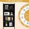 image5Tier Kitchen Storage Cabinet Mobile Microwave Stand with Metal Frame 4 Lockable Casters ampamp Flipup PC Doors Freestanding Bakers Rack for Kitchen Dining Room Living Room WhiteBlack