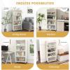 image5Tier Kitchen Storage Cabinet Mobile Microwave Stand with Metal Frame 4 Lockable Casters ampamp Flipup PC Doors Freestanding Bakers Rack for Kitchen Dining Room Living Room WhiteWhite