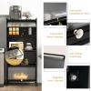 image5Tier Kitchen Storage Cabinet Mobile Microwave Stand with Metal Frame 4 Lockable Casters ampamp Flipup PC Doors Freestanding Bakers Rack for Kitchen Dining Room Living Room WhiteBlack