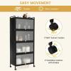 image5Tier Kitchen Storage Cabinet Mobile Microwave Stand with Metal Frame 4 Lockable Casters ampamp Flipup PC Doors Freestanding Bakers Rack for Kitchen Dining Room Living Room WhiteBlack