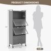 image5Tier Kitchen Storage Cabinet Mobile Microwave Stand with Metal Frame 4 Lockable Casters ampamp Flipup PC Doors Freestanding Bakers Rack for Kitchen Dining Room Living Room WhiteGrey