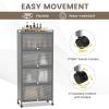 image5Tier Kitchen Storage Cabinet Mobile Microwave Stand with Metal Frame 4 Lockable Casters ampamp Flipup PC Doors Freestanding Bakers Rack for Kitchen Dining Room Living Room WhiteGrey