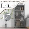 image5Tier Kitchen Storage Cabinet Mobile Microwave Stand with Metal Frame 4 Lockable Casters ampamp Flipup PC Doors Freestanding Bakers Rack for Kitchen Dining Room Living Room WhiteGrey