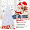 image6 FT White Christmas Tree Xmas Pine Tree Artificial Christmas Tree with Solid Sturdy Metal Stand Legs for Home Office Party Festival Holiday Decorations with 650 Tips Easy Assembly4ft 11in