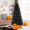 image7 FT Prelit Christmas Tree Black Halloween Tree wBendable Top Hinged Xmas Tree w 1050 Branch Tips 340 Warm White LED Lights Metal Stand Artificial Christmas Tree for Holiday Decoration7ft