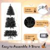 image7 FT Prelit Christmas Tree Black Halloween Tree wBendable Top Hinged Xmas Tree w 1050 Branch Tips 340 Warm White LED Lights Metal Stand Artificial Christmas Tree for Holiday Decoration7ft