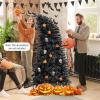 image7 FT Prelit Christmas Tree Black Halloween Tree wBendable Top Hinged Xmas Tree w 1050 Branch Tips 340 Warm White LED Lights Metal Stand Artificial Christmas Tree for Holiday Decoration6ft