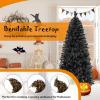 image7 FT Prelit Christmas Tree Black Halloween Tree wBendable Top Hinged Xmas Tree w 1050 Branch Tips 340 Warm White LED Lights Metal Stand Artificial Christmas Tree for Holiday Decoration6ft