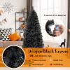 image7 FT Prelit Christmas Tree Black Halloween Tree wBendable Top Hinged Xmas Tree w 1050 Branch Tips 340 Warm White LED Lights Metal Stand Artificial Christmas Tree for Holiday Decoration6ft