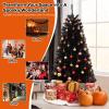 image7FT PreLit Black Christmas Tree Artificial Xmas Tree wSpooky Sounds Folding Metal Stand Hinged Halloween Tree w 380 Orange ampamp Purple LED Lights 6 Lighting Modes 1040 Branch Tips6ft