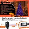 image7FT PreLit Black Christmas Tree Artificial Xmas Tree wSpooky Sounds Folding Metal Stand Hinged Halloween Tree w 380 Orange ampamp Purple LED Lights 6 Lighting Modes 1040 Branch Tips8ft