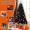 image7FT PreLit Black Christmas Tree Artificial Xmas Tree wSpooky Sounds Folding Metal Stand Hinged Halloween Tree w 380 Orange ampamp Purple LED Lights 6 Lighting Modes 1040 Branch Tips7ft