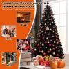 image7FT PreLit Black Christmas Tree Artificial Xmas Tree wSpooky Sounds Folding Metal Stand Hinged Halloween Tree w 380 Orange ampamp Purple LED Lights 6 Lighting Modes 1040 Branch Tips8ft