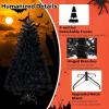 image7FT PreLit Black Christmas Tree Artificial Xmas Tree wSpooky Sounds Folding Metal Stand Hinged Halloween Tree w 380 Orange ampamp Purple LED Lights 6 Lighting Modes 1040 Branch Tips6ft