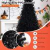 image7FT PreLit Black Christmas Tree Artificial Xmas Tree wSpooky Sounds Folding Metal Stand Hinged Halloween Tree w 380 Orange ampamp Purple LED Lights 6 Lighting Modes 1040 Branch Tips8ft