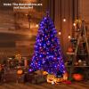 image7FT PreLit Black Christmas Tree Artificial Xmas Tree wSpooky Sounds Folding Metal Stand Hinged Halloween Tree w 380 Orange ampamp Purple LED Lights 6 Lighting Modes 1040 Branch Tips6ft