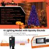 image7FT PreLit Black Christmas Tree Artificial Xmas Tree wSpooky Sounds Folding Metal Stand Hinged Halloween Tree w 380 Orange ampamp Purple LED Lights 6 Lighting Modes 1040 Branch Tips7ft