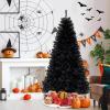 image7FT PreLit Black Christmas Tree Artificial Xmas Tree wSpooky Sounds Folding Metal Stand Hinged Halloween Tree w 380 Orange ampamp Purple LED Lights 6 Lighting Modes 1040 Branch Tips7ft