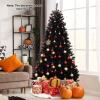 image7FT PreLit Black Christmas Tree Artificial Xmas Tree wSpooky Sounds Folding Metal Stand Hinged Halloween Tree w 380 Orange ampamp Purple LED Lights 6 Lighting Modes 1040 Branch Tips7ft