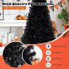 image7FT PreLit Black Christmas Tree Artificial Xmas Tree wSpooky Sounds Folding Metal Stand Hinged Halloween Tree w 380 Orange ampamp Purple LED Lights 6 Lighting Modes 1040 Branch Tips7ft