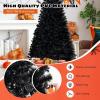 image7FT PreLit Black Christmas Tree Artificial Xmas Tree wSpooky Sounds Folding Metal Stand Hinged Halloween Tree w 380 Orange ampamp Purple LED Lights 6 Lighting Modes 1040 Branch Tips6ft