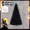 image7FT PreLit Black Christmas Tree Artificial Xmas Tree wSpooky Sounds Folding Metal Stand Hinged Halloween Tree w 380 Orange ampamp Purple LED Lights 6 Lighting Modes 1040 Branch Tips8ft