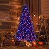 image7FT PreLit Black Christmas Tree Artificial Xmas Tree wSpooky Sounds Folding Metal Stand Hinged Halloween Tree w 380 Orange ampamp Purple LED Lights 6 Lighting Modes 1040 Branch Tips8ft
