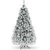 image9 FT PreLit Christmas Tree Easy to Assemble Snow Flocked Hinged Pine Tree Full Appearance Snowy Artificial Tree wLED Lights PVC Needles Prelighted Xmas Tree wSturdy Stand 9 FT6ft