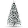 image9 FT PreLit Christmas Tree Easy to Assemble Snow Flocked Hinged Pine Tree Full Appearance Snowy Artificial Tree wLED Lights PVC Needles Prelighted Xmas Tree wSturdy Stand 9 FT9ft