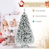 image9 FT PreLit Christmas Tree Easy to Assemble Snow Flocked Hinged Pine Tree Full Appearance Snowy Artificial Tree wLED Lights PVC Needles Prelighted Xmas Tree wSturdy Stand 9 FT7ft 6in