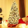 image9 FT PreLit Christmas Tree Easy to Assemble Snow Flocked Hinged Pine Tree Full Appearance Snowy Artificial Tree wLED Lights PVC Needles Prelighted Xmas Tree wSturdy Stand 9 FT6ft