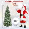 image9 FT PreLit Foldable Pencil Christmas Tree Flocked Hinged Artificial Xmas Tree w 1228 Branch Tips ampamp Warm LED Lights ampamp Sturdy Metal Stand Slim Decoration Tree Perfect for Home ampamp Party6ft