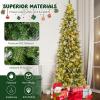image9 FT PreLit Foldable Pencil Christmas Tree Flocked Hinged Artificial Xmas Tree w 1228 Branch Tips ampamp Warm LED Lights ampamp Sturdy Metal Stand Slim Decoration Tree Perfect for Home ampamp Party9ft