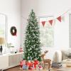 image9 FT PreLit Foldable Pencil Christmas Tree Flocked Hinged Artificial Xmas Tree w 1228 Branch Tips ampamp Warm LED Lights ampamp Sturdy Metal Stand Slim Decoration Tree Perfect for Home ampamp Party7ft 6in