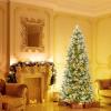 image9 FT PreLit Foldable Pencil Christmas Tree Flocked Hinged Artificial Xmas Tree w 1228 Branch Tips ampamp Warm LED Lights ampamp Sturdy Metal Stand Slim Decoration Tree Perfect for Home ampamp Party6ft