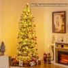 image9 FT PreLit Foldable Pencil Christmas Tree Flocked Hinged Artificial Xmas Tree w 1228 Branch Tips ampamp Warm LED Lights ampamp Sturdy Metal Stand Slim Decoration Tree Perfect for Home ampamp Party7ft 6in