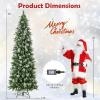 image9 FT PreLit Foldable Pencil Christmas Tree Flocked Hinged Artificial Xmas Tree w 1228 Branch Tips ampamp Warm LED Lights ampamp Sturdy Metal Stand Slim Decoration Tree Perfect for Home ampamp Party9ft